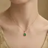 Colgante Redondo de Plata de Ley S925 Chapado en Oro Jade Natural Yiluyin, Colgante de Plata Elegante y Minimalista
