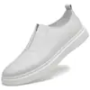 Zapatos Blancos de Talla Grande 45 para Hombre sin Cordones Zapatos Blancos Perezosos Talla Pequeña 37 Zapatos Casuales de Piel de Vaca Cosidos a Mano Mocasines Blancos Zapatos de Piel
