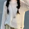 Conjunto Boho para Niñas Colección Otoño 2026 para Niños Medianos y Mayores Suéter Calado Desgastado Falda a Cuadros Irregular