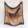 Bufanda Cuadrada Grande Retro de Moda con Tacto de Algodón y Lino, Chal Versátil de Terciopelo Espigado de Seda Sintética, Pañuelo para la Cabeza Estampado, Bufanda