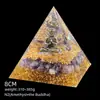 Pirámide de Cristal Natural de 8 cm Decoración Creativa para el Hogar Adorno Artesanal Bola de Cristal Envuelto en Resina Pirámide de Resina