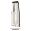 Outono 2026 Novo Estilo Calça Branca com Cintura Contrastante Listras Triplas M-5XL HK26971-Especial P22