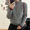 Suéter de Punto de Cuello Alto Falso de Dos Piezas para Mujer Otoño e Invierno 2025 Nuevo Holgado Ropa Exterior Estilo Occidental Top de Punto Camiseta Base