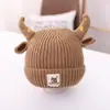 Chapéu de lã infantil masculino outono e inverno bebê à prova de vento quente 1-3 anos meninos e meninas chapéu de malha elástico chapéu de pneu feminino inverno