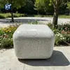 Banqueta Redonda Artística em Terrazzo Combinação de Parque Bola de Pedra Paisagística Banqueta Quadrada Modular Encaixável Assento Personalizado