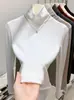 Camiseta Base de Cuello Alto Estilo Europeo para Mujer, Otoño e Invierno 2025, Elegante y Cálida de Manga Larga, Camiseta Lisa de Hombro Normal