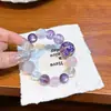 Novo Amethysto Natural, Cristal Branco Himalaio, Cristal Rosa, Amethysto Lavanda, Pulseira de Laca, Estilo Menina Rosa e Delicado