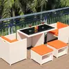 Silla de ratán para exteriores combinación de tres piezas mesa y sillas pequeñas de ocio para patio de jardín balcón pequeño muebles de exterior mesa y sillas de ratán mesa de centro