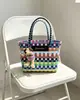 Momoshine Verano Tailandia Celebridad de Internet Cesta de Verduras Tejida a Mano Bolso Tote de Mano de Gran Capacidad Bolso de Hombro para Playa para Mujeres