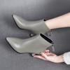 Botines de punta de moda para mujer botas 2022 otoño e invierno nuevo cremallera trasera botas de moda capa superior piel de vaca tacón de aguja botas cortas