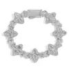 Pulsera de trébol de cuatro hojas estilo hip-hop con cierre de resorte, moderna, a la moda, genial, circón 5A de alta gama, cadena de infinito colorida, accesorio para hombre
