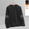 Sudadera para hombre para otoño e invierno, cuello redondo, forro polar, sin capucha, manga larga, corte holgado, casual, top versátil para hombre