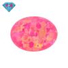 Piedra de ópalo sintética en forma de huevo de gema Huagang, piedra desnuda, ópalo artificial ovalado, rosa brillante, plano, OP43