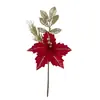 Nova combinação de flor e glitter de Natal, decorações artificiais para árvores de Natal para vendas transfronteiriças, decorações brilhantes para casa e festas
