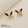 Pendientes Retro Versátiles de Aceite Rojo Goteado para Otoño e Invierno, Pendientes de Moda y Elegantes con Aguja de Plata 925 para Mujer, Accesorios de Estilo Festivo
