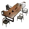Juego de mesa de té grande y sillas de madera maciza para sala de estar, uso doméstico, una mesa y seis sillas, mesa de té de nuevo estilo chino, mesa de preparación de té para oficina