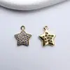 Colgante de Estrella Pequeña con Baño de Oro que Conserva el Color, Encaje de Estrella de Cinco Puntas, Doble Colgante, Colgante para Pulsera, Collar, Joyería