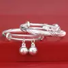 Plata Pura 9999 Pulsera de Plata para Niños Pulsera de Plata Esterlina en Pareja Pulsera Sólida de Plata para Niños Bebé Joyería de Plata Regalo de un Mes
