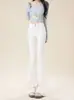 Jeans Blancos para Mujer con Tejido de Triple Protección, Novedad Popular Otoño 2025 de Cintura Alta Adelgazantes de Pierna Ancha hasta el Suelo