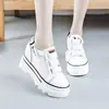 Zapatos Casuales de Cuero para Mujer con Plataforma Interior de Caña Alta Blancos Nuevos Zapatos Versátiles de Suela Gruesa para Primavera y Verano 2023