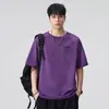 2026 Nova Camiseta Pesada 290g Gola Redonda Manga Curta Estilo Americano Estampa Lavada com Bolso no Peito e Etiqueta, Caimento Solto Casual