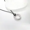 Collar de Cuerda de Cera de Estilo Europeo y Americano de Gama Alta Colgante de Anillo T O de Acero Inoxidable Simple Versátil de Moda para Viajeros