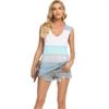 Primavera 2022 Amazon AliExpress top colete casual feminino tricotado com costura em V sem mangas