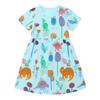 Vestido de Verão Infantil Transfronteiriço Vestido para Meninas Europeias e Americanas Vestido Princesa Estampa de Desenho Animado Malha de Algodão Manga Curta Vestido Infantil Lolita