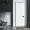 Puerta Sin Marco Moderna Minimalista de Aluminio y Madera para Dormitorio, Puerta Blanca de Madera Maciza de Borde Estrecho, Puerta Invisible, Puerta Interior Extremadamente Estrecha