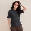Camiseta de Manga Media Texturizada Mousse Algodón Bambú 2026 para Mujer, Nueva Camiseta Base Ajustada de Cuello Alto Pequeño Primavera/Verano para Mujer