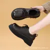 Mocasines de plataforma gruesa para mujer 2025 primavera y otoño nuevo estilo retro estilo occidental versátil con cordones moda zapatos pequeños de cuero de suela blanda