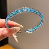 Pulseira aberta de três camadas em vidro com zircônia cúbica estilo coreano, um acessório estiloso e versátil, joia de luxo moderna e leve, atacado