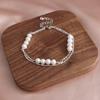 Perla Natural Retro Artístico Combinable Moda Viajero Pulsera de Perlas de Agua Dulce Doble Capa Diseño Original Personalidad