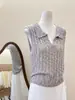 Ropa de mujer de alta gama Shenzhen Nanyou: tejido calado con cuello, chaleco sin mangas, chaleco, top estilo 'old money' para verano