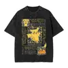 Camiseta Gráfica Casual de Algodón Lavado para Hombre con Dibujo Animado de Ardilla Pokemon