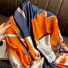 Bufanda elegante de seda Hangzhou con protección solar y letras para mujer, ideal para primavera y otoño, fina y larga, chal de satén de verano.