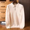Suéter de Cashmere Novo 2024 Masculino Outono e Inverno Malha Loose Camisa Básica Macia e Aveludada Gola Polo Elegante Suéter Masculino