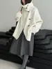 Luxi Terciopelo Perezoso Holgado Cuello Alto Suave Cera Tejido de Punto Mujer Invierno Nuevo Solapa Grande Botón de Cuerno Top Ss938