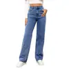 Venta al por mayor del fabricante Comercio exterior transfronterizo Jeans de mujer de cintura alta lavados sueltos de pierna ancha para mujer