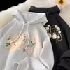 Moletom Estilo Americano Retro Estampado Moda Masculina Marca Outono e Inverno Com Capuz Casal Alta Gramatura High Street Oversize Jaqueta