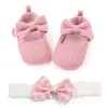Zapatos de Princesa para Bebé de 0 a 1 Año de Primavera y Otoño Zapatos de Bebé con Flor de Lana en la Cabeza Banda para el Cabello Suela Suave Antideslizantes Zapatos para Niños Pequeños Total 2332