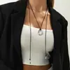 Collar Colgante de Gota de Agua Largo Simple Transfronterizo Europeo y Americano para Mujer, Collar Anillo Asimétrico Retorcido para Viajes de Negocios