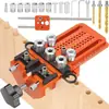 Punzonadora de Agujeros para Carpintería de Aleación de Aluminio, Juego de Plantilla para Tarugos Ajustable con Sistema de Sujeción Rápida para Agujeros de Posicionamiento de Tarugos de Madera