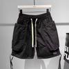 Pantalones Cortos Tooling de Bolsillo Grande Estilo Japonés Combinables con Todo Cordón Ajustable Verano para Hombre Nuevo Color Sólido Casual Holgados