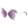Gafas de sol transfronterizas sin marco, con borde cortado, modernas, con degradado de mariposa, populares en Internet, del mismo estilo, para fiestas.