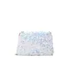 Bolsa Pequena Colorida Personalizada com Lantejoulas 2025 Novo Estilo de Nicho Bolsa de Ombro Transversal Texturizada Bolsa Quadrada Pequena com Corrente Elegante Simples