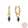 Prata Esterlina S925 ins Brincos Personalizados com Diamante Colorido Olho de Cavalo Brincos Brincos Brincos Argola de Orelha Brincos Argola Clássica Europeia e Americana