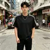 Nova Camiseta de Manga Curta para Homens, Estilo Coreano de Verão Tendência Simples Manga Meia Manga, Estilo Hong Kong Solta Casual Tendência Marca Camiseta