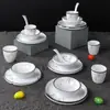 Juego de Cuatro Piezas de Vajilla de Hotel Imitación Porcelana de Gama Alta, Resistente a Caídas, Engrosada, Juego de Tazones, Palillos, Platos, Tazas y Cucharas de Melamina para Hotel para Uso Comercial