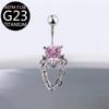 F136 Titanio Cadena Larga Zircón Anillo para Ombligo Material G23 Anillo para Ombligo Suministro de Joyería para Perforación Venta al por Mayor Transfronteriza